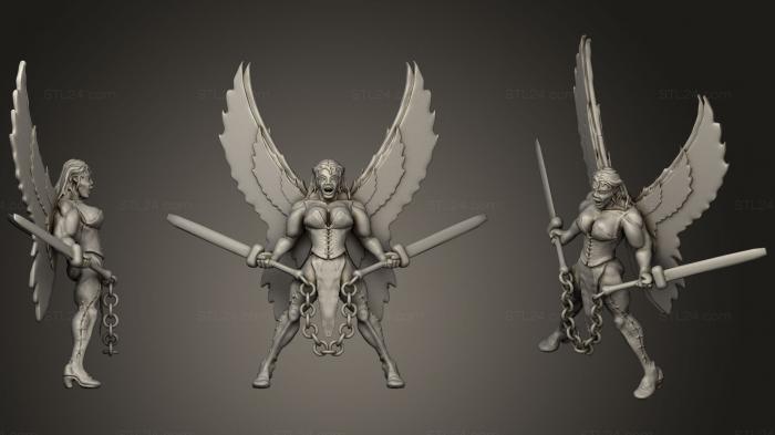 Figurines heroes, monsters and demons (Pixie Battle Angel, STKM_1078) 3D models for cnc
